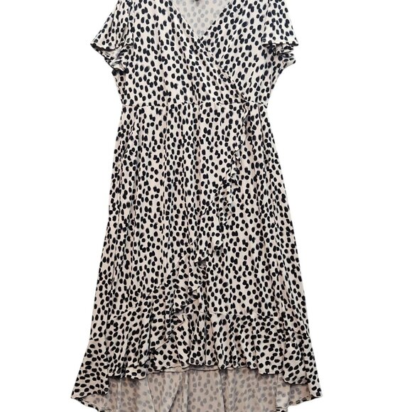 Torrid Cheetah print faux Wrap Midi Dress Size 1 Short Sleeve Lightweight Flowy - Picture 1 of 5